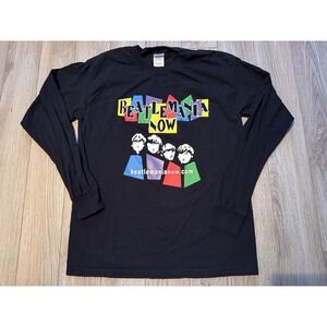 Beatlemania Now Long Sleeve Graphic T-Shirt Mens M Black The Beatles Tribute